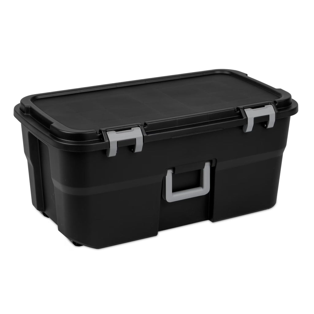 Black 22 Gallon Wheeled Plastic Footlocker P331