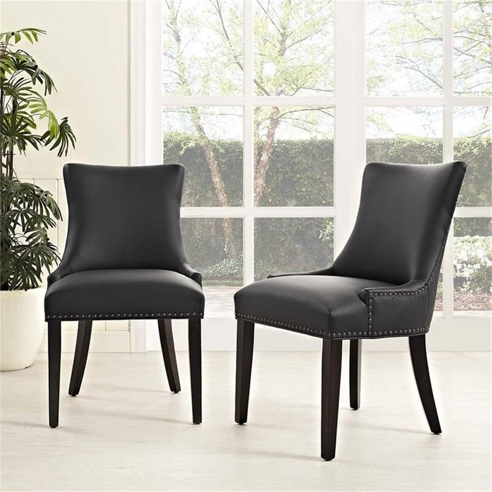 Black Faux Leather Upholstered Dining Chairs K7119