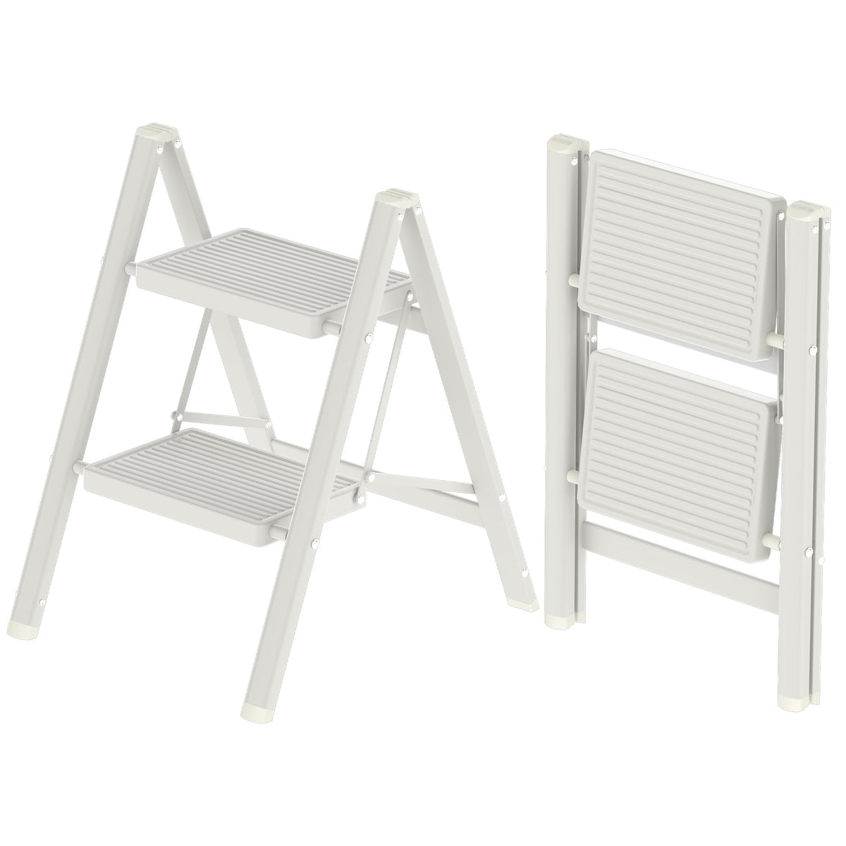 2 Step Folding Steel Ladder 330lbs Capacity White T73631