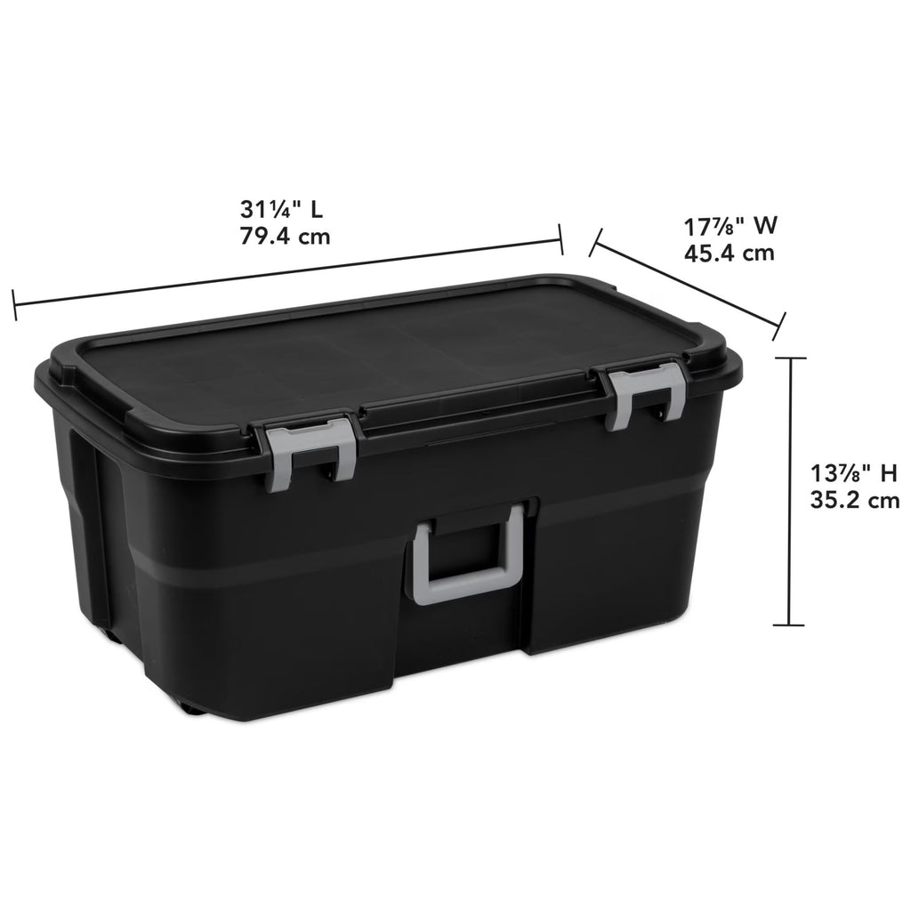 Black 22 Gallon Wheeled Plastic Footlocker P331