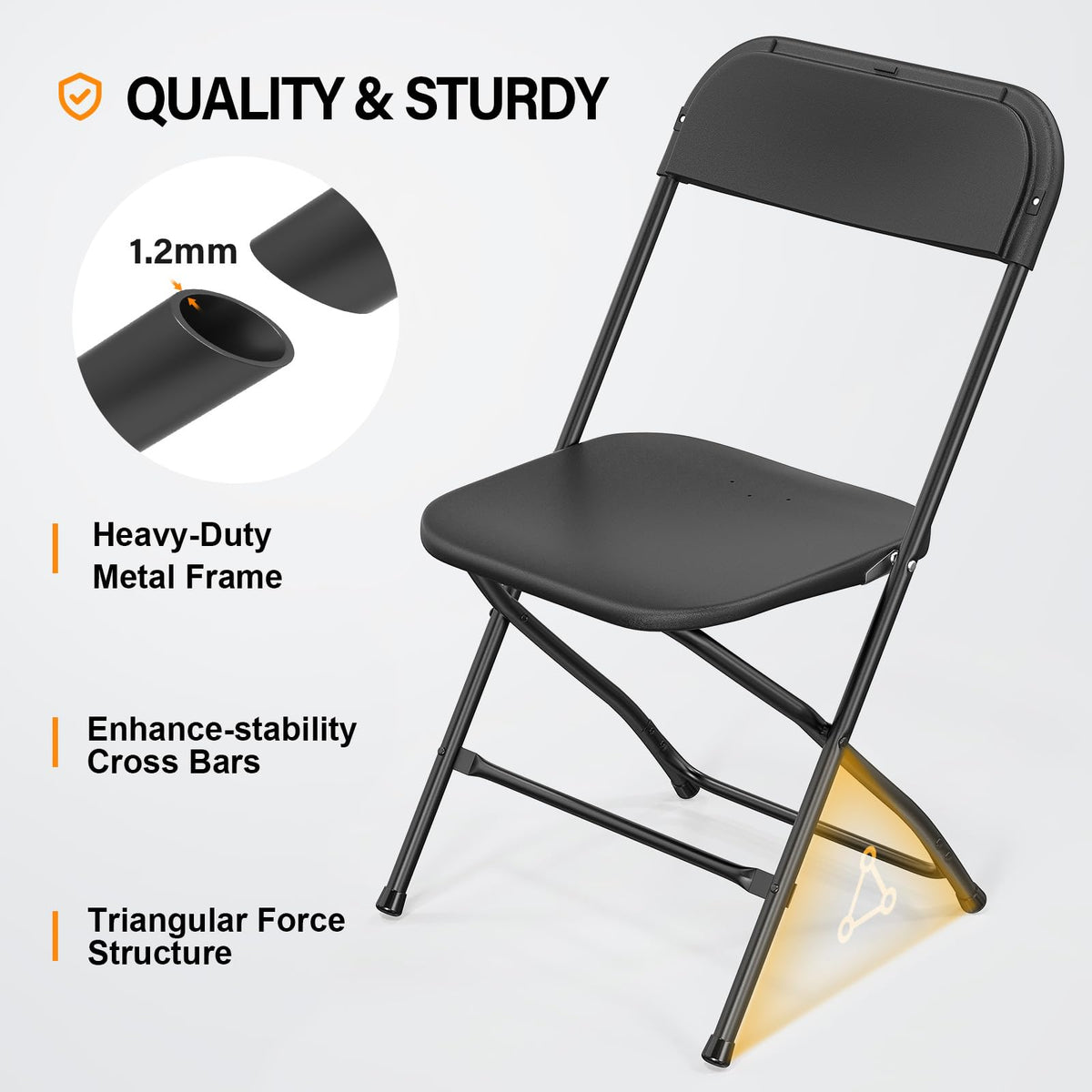 10 Pack Black Plastic Folding Chair E9367