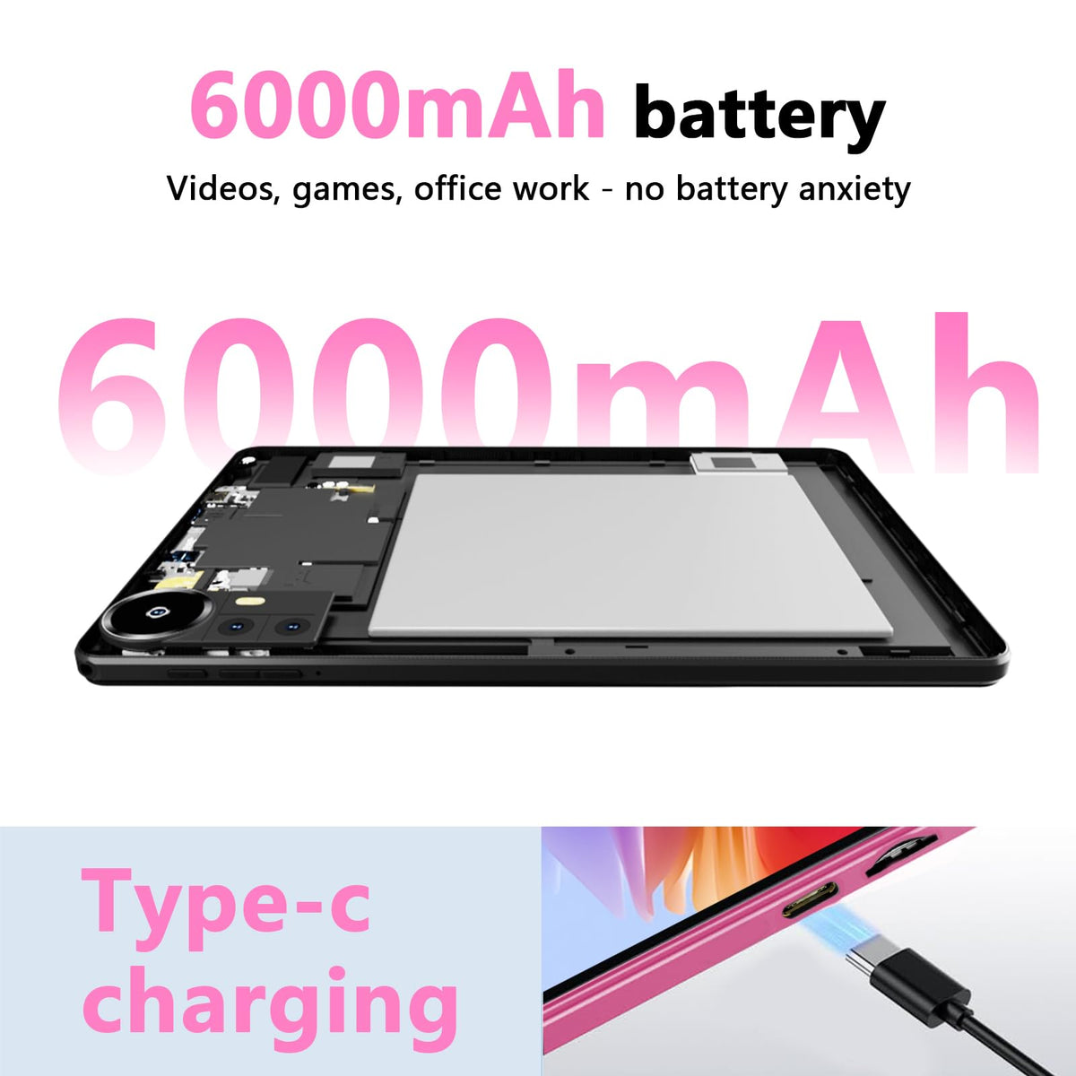 Android 16 Tablet 10 inch 20GB RAM 128GB ROM Octa-core Pink T83997