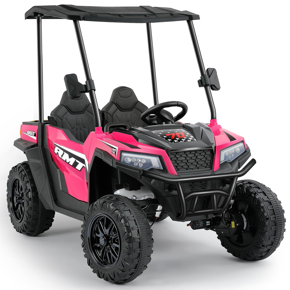 24V 2 Seater Ride on Car with Sun Shade Dump Bed Shovel Hot Pink A690816