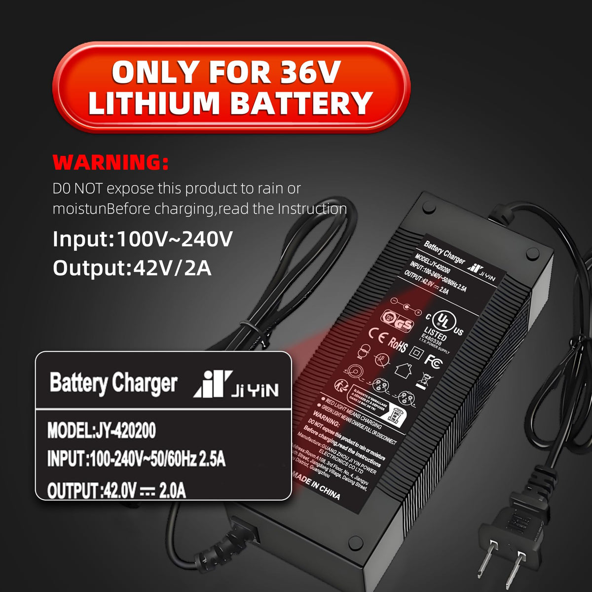 42V 2A Electric Scooter Charger with 4 Plugs I129