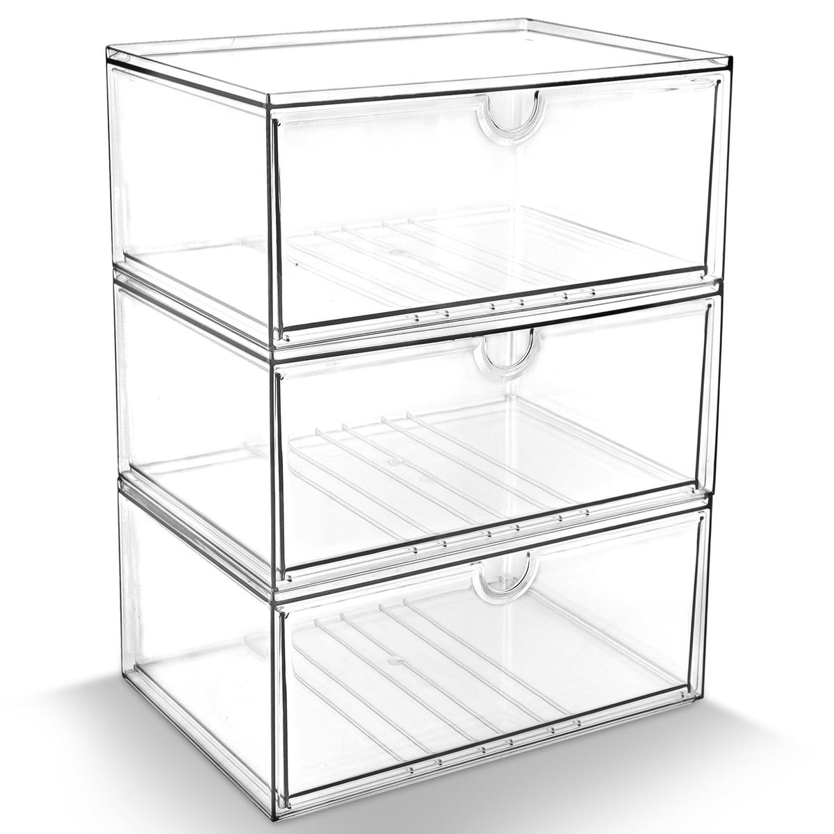 Acrylic Makeup Organizer, 3 Pack Stackable Clear Storage Drawers H42193