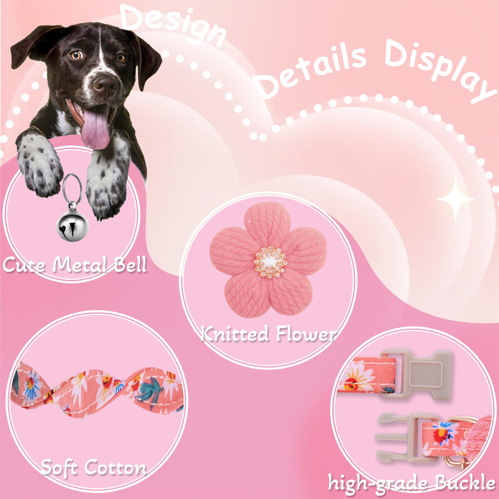 Small Dog Collar with Flower and Bell R145