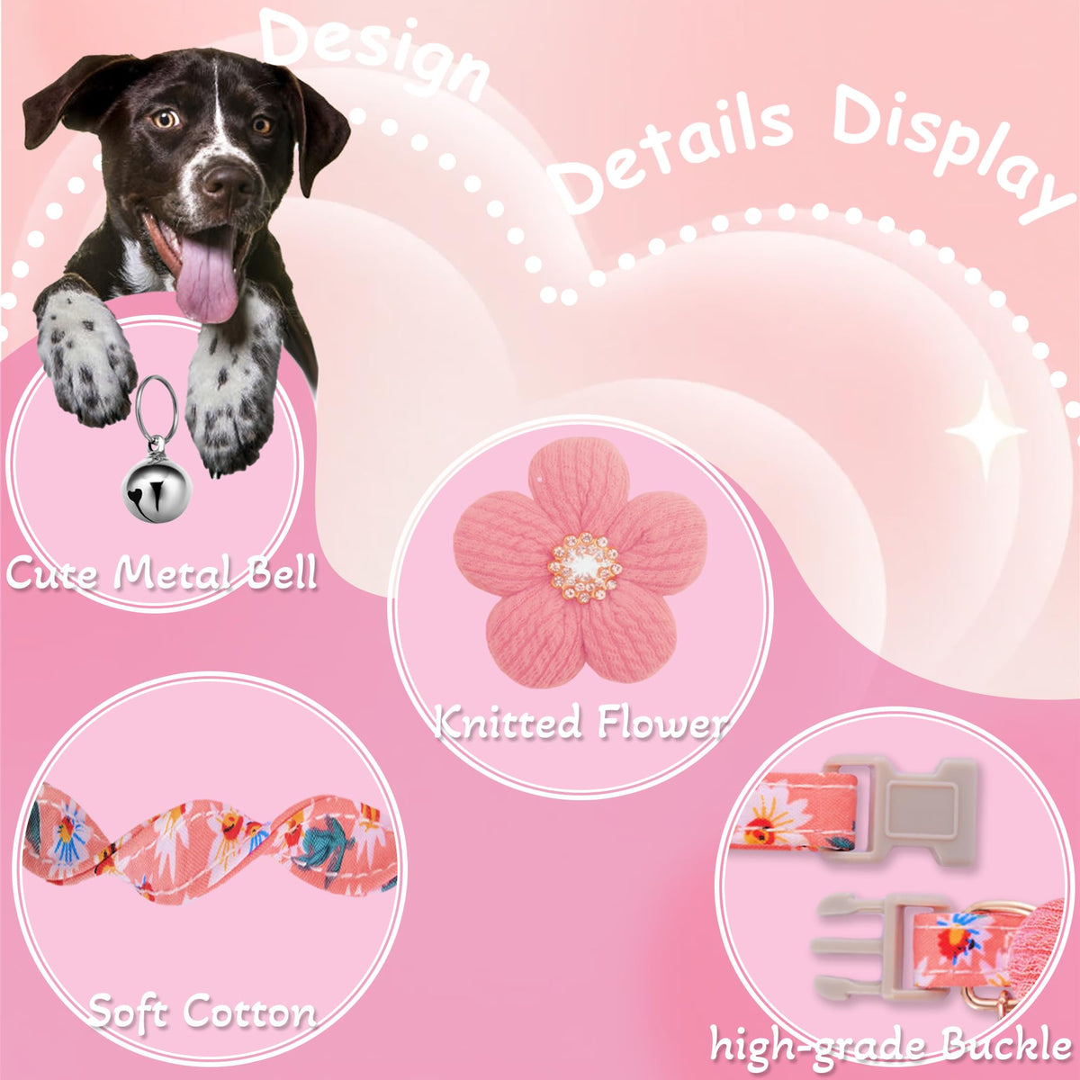 Small Dog Collar with Flower and Bell R145