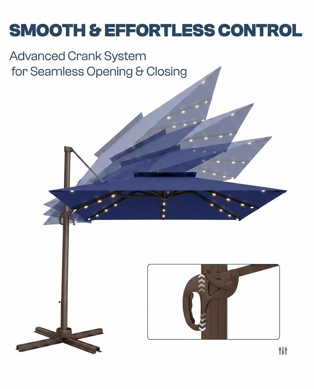 11x11 FT Double-Top Cantilever Patio Umbrella with Lights Q8599
