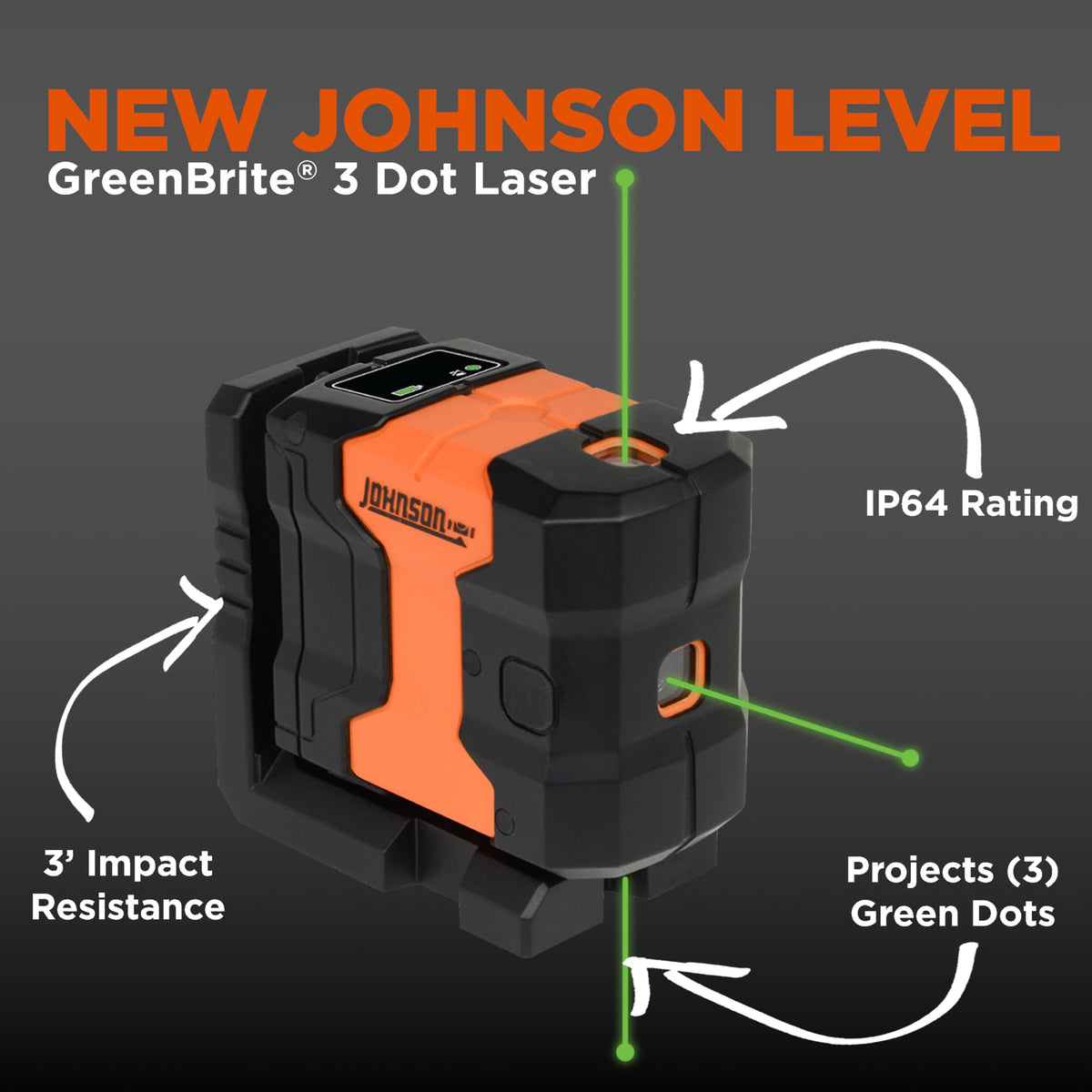 Self-Leveling 3 Dot Laser Level with Magnetic Base and Carry Case L83996