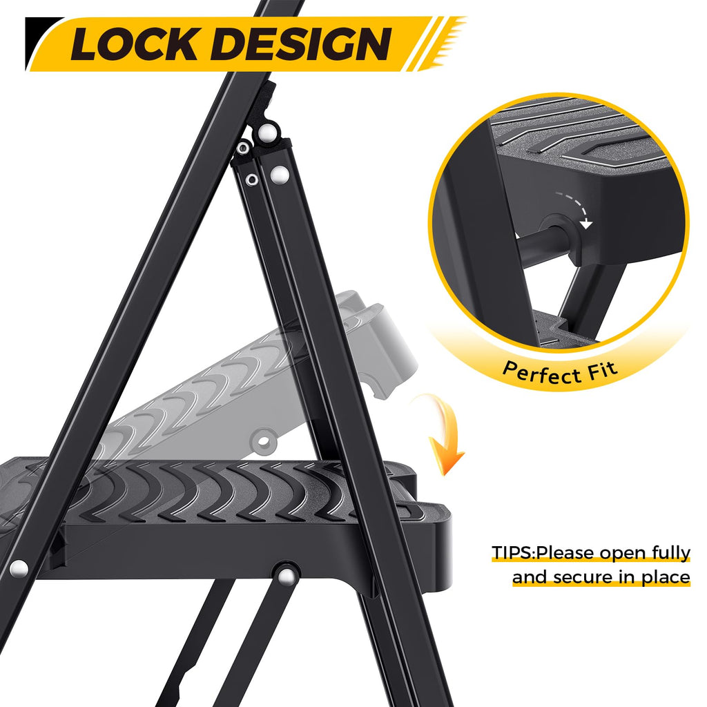 2 Folding Steel Step Ladder with Handrail X985776