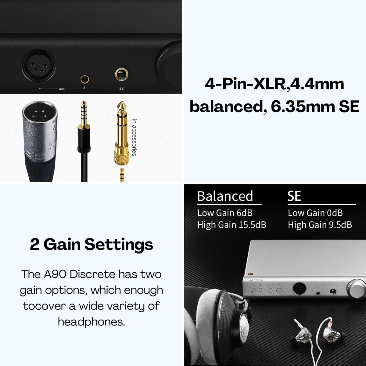 Balanced Headphone Amplifier Desktop Headphone Amp Preamp with Remote Control Black Z390211