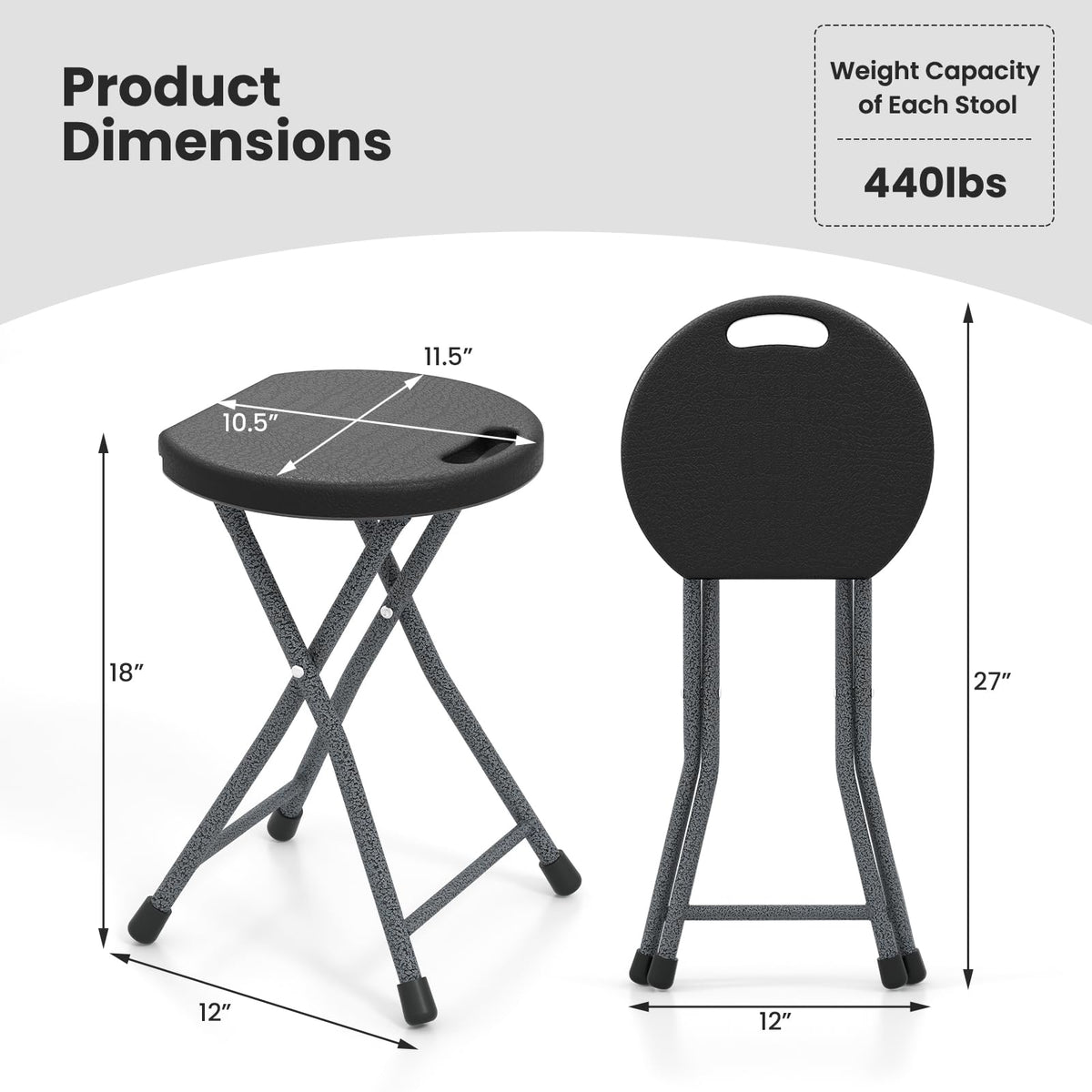 18 inch Folding Plastic Stool with Handle W785474
