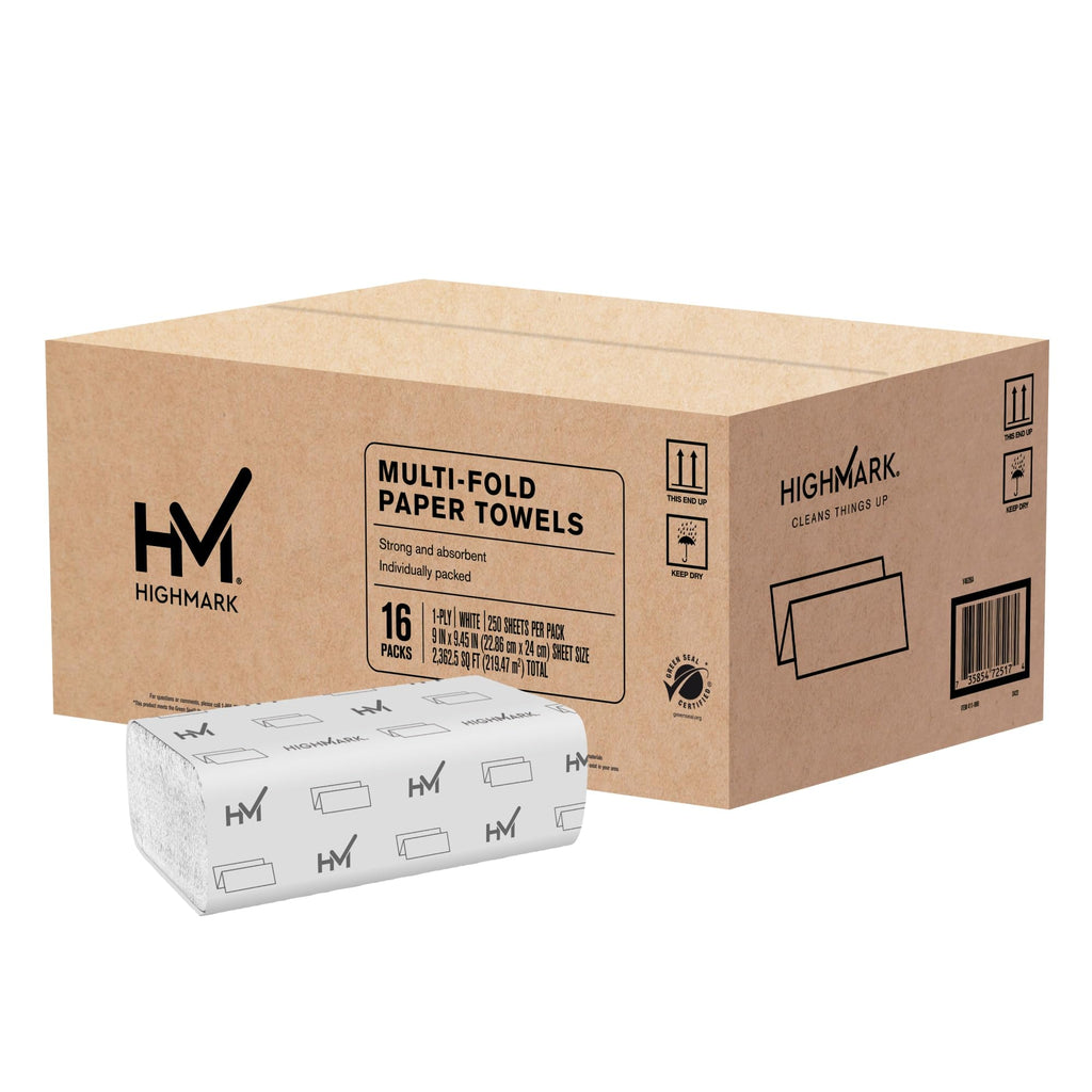 1-Ply White Recycled Paper Towels, 250 Sheets, 16 Packs M415864