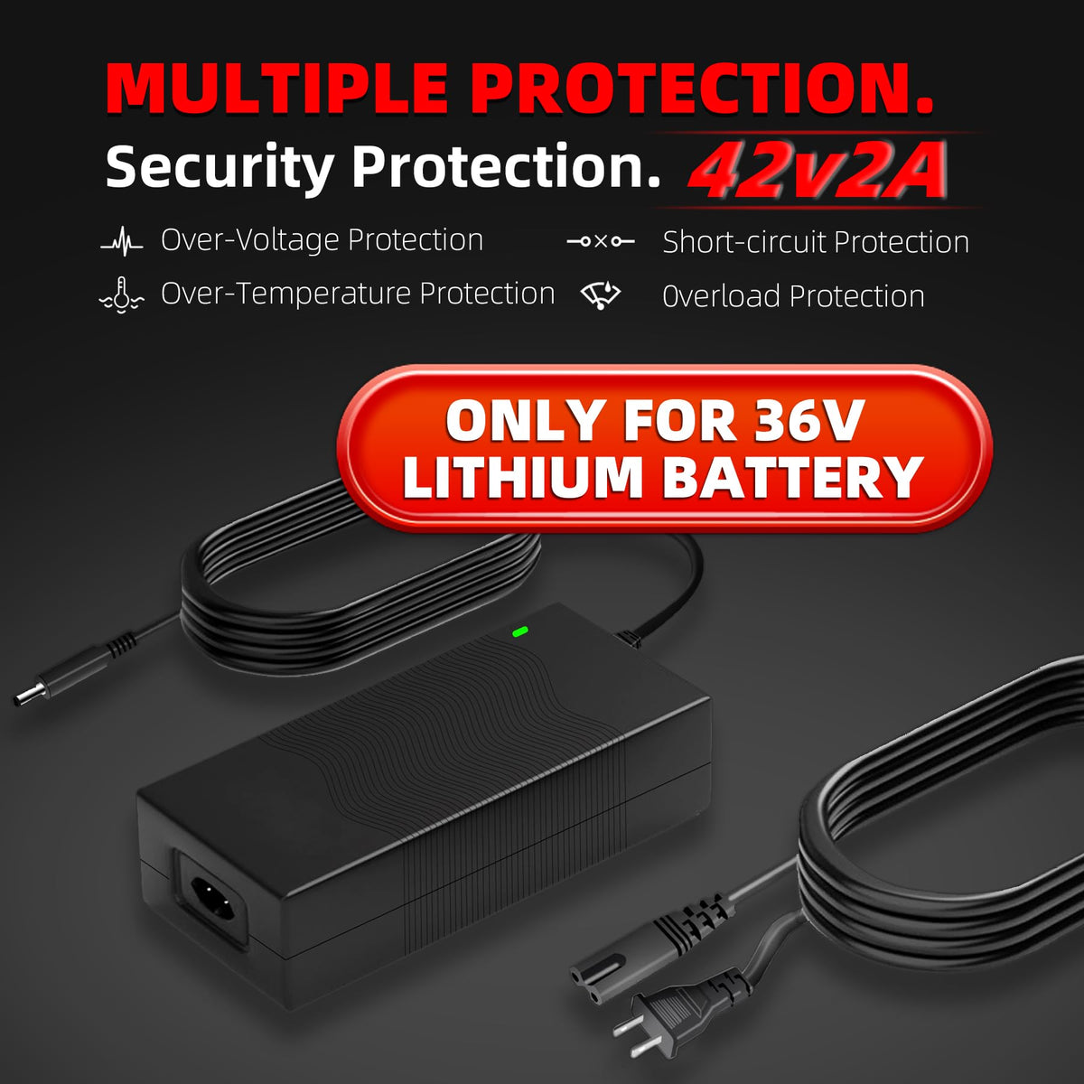 42V 2A Electric Scooter Charger with 4 Plugs I129