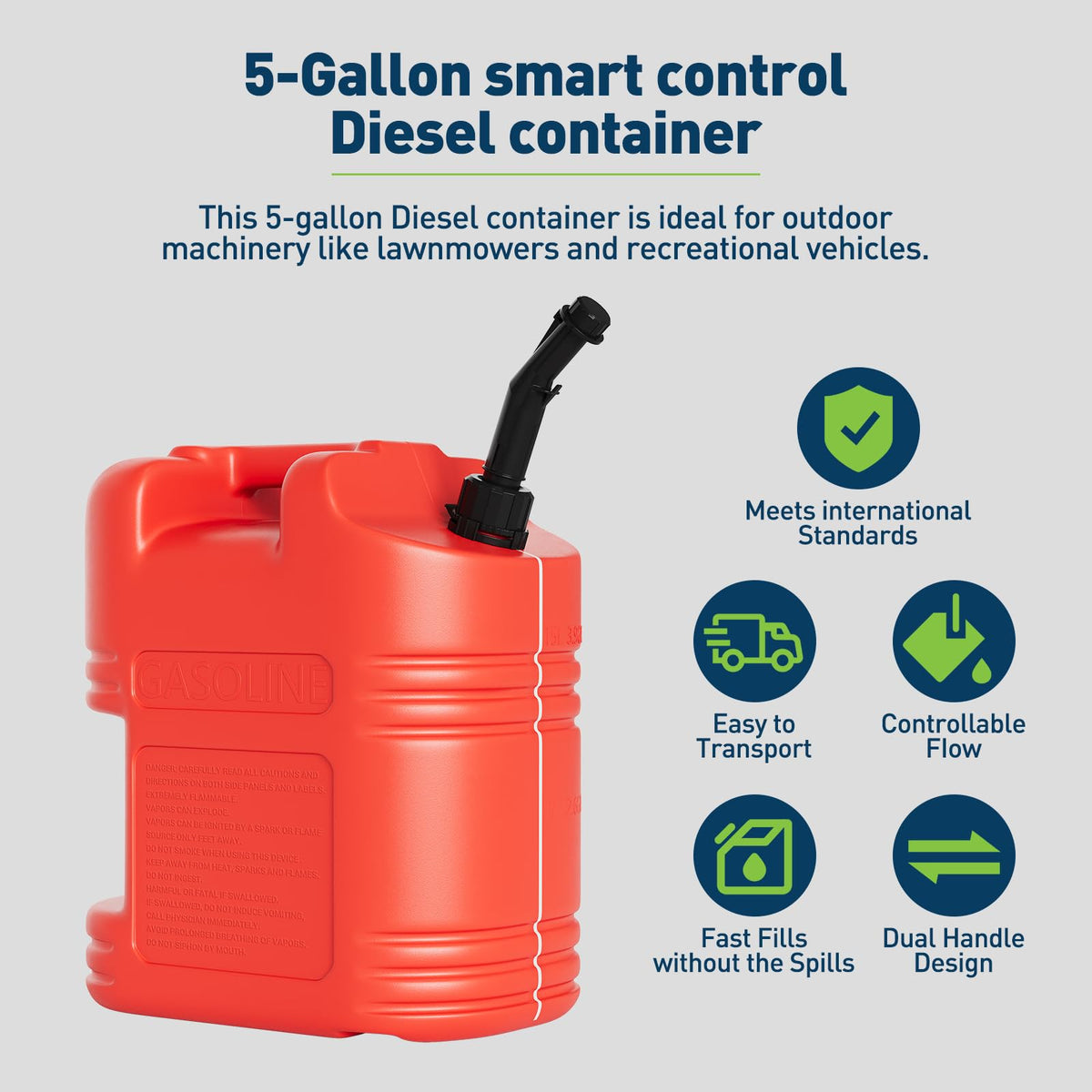 40L Portable Transfer Tank 5 Gal with L-Shaped Handle Red 4PC V715