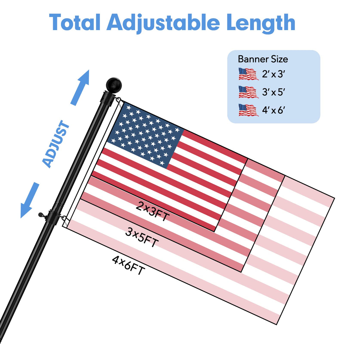 5ft Heavy Duty Black Flag Pole Kit with Holder P14341