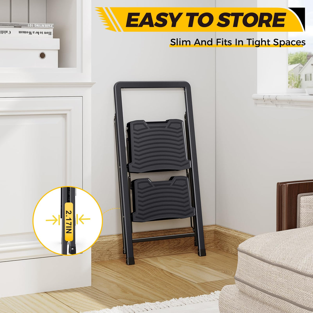 2 Folding Steel Step Ladder with Handrail X985776