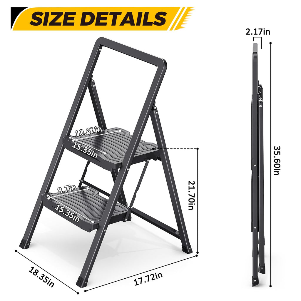 2 Folding Steel Step Ladder with Handrail X985776
