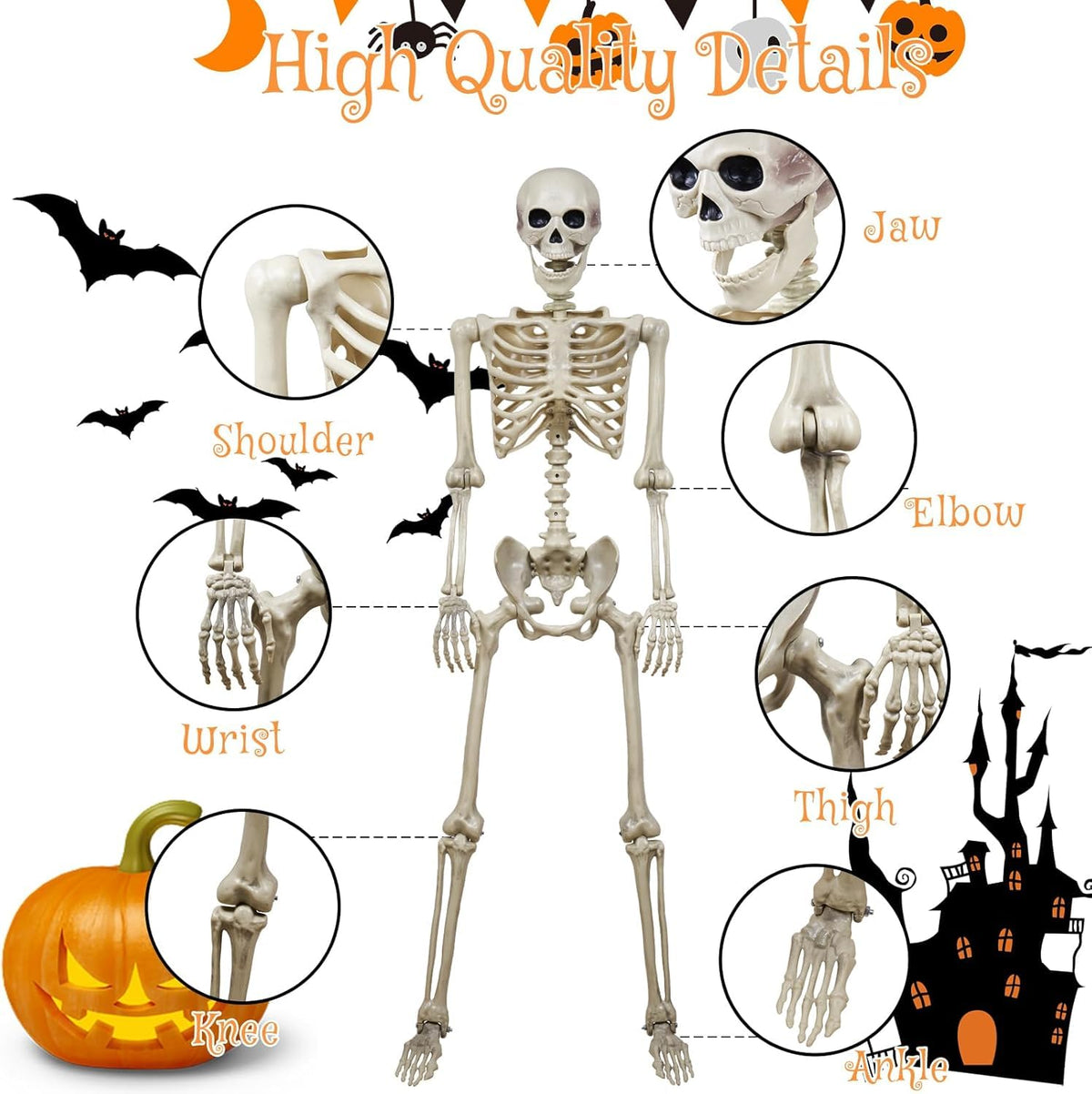 5.4ft Realistic Human Skeleton P461