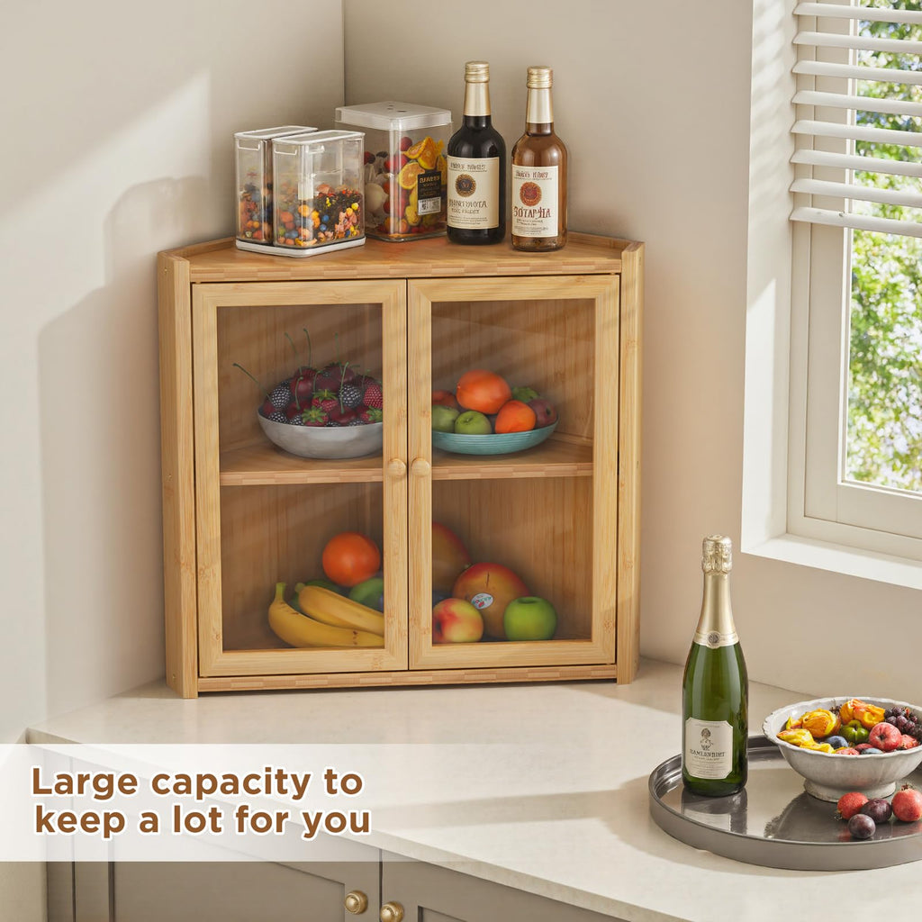 Double Layer Bamboo Bread Box with 2 Doors O2894