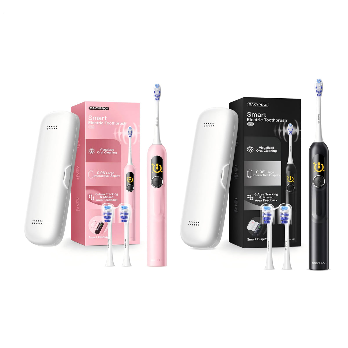 2 Pack Smart Electric Toothbrush (Black+Pink) O176798