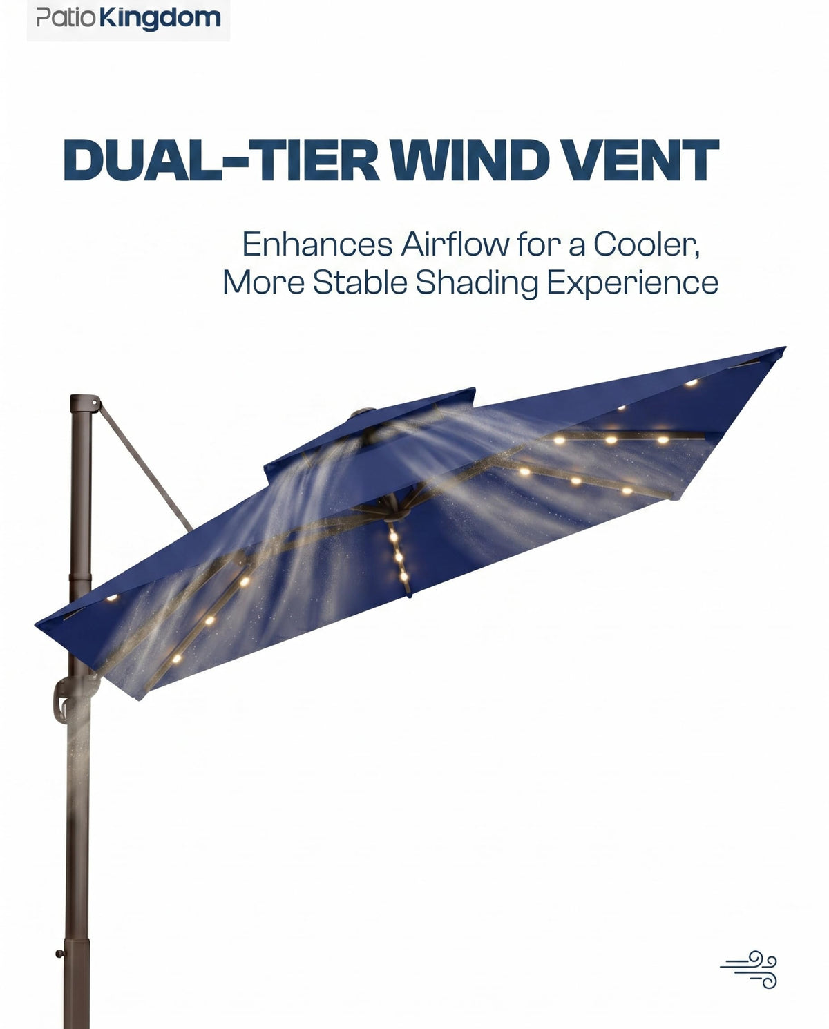 11x11 FT Double-Top Cantilever Patio Umbrella with Lights Q8599