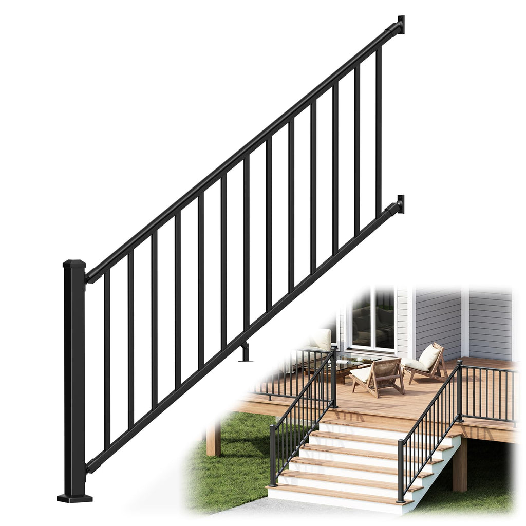 1 Pack 36 in. H x 6 ft. W Aluminum Stair Railing Kit with Post T43863