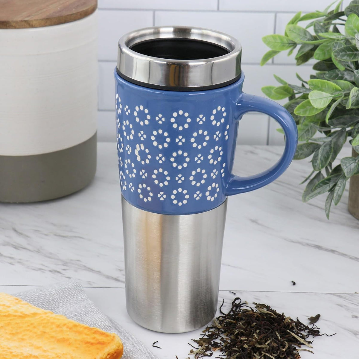 16oz Insulated Stoneware and Stainless Steel Travel Mug C92148