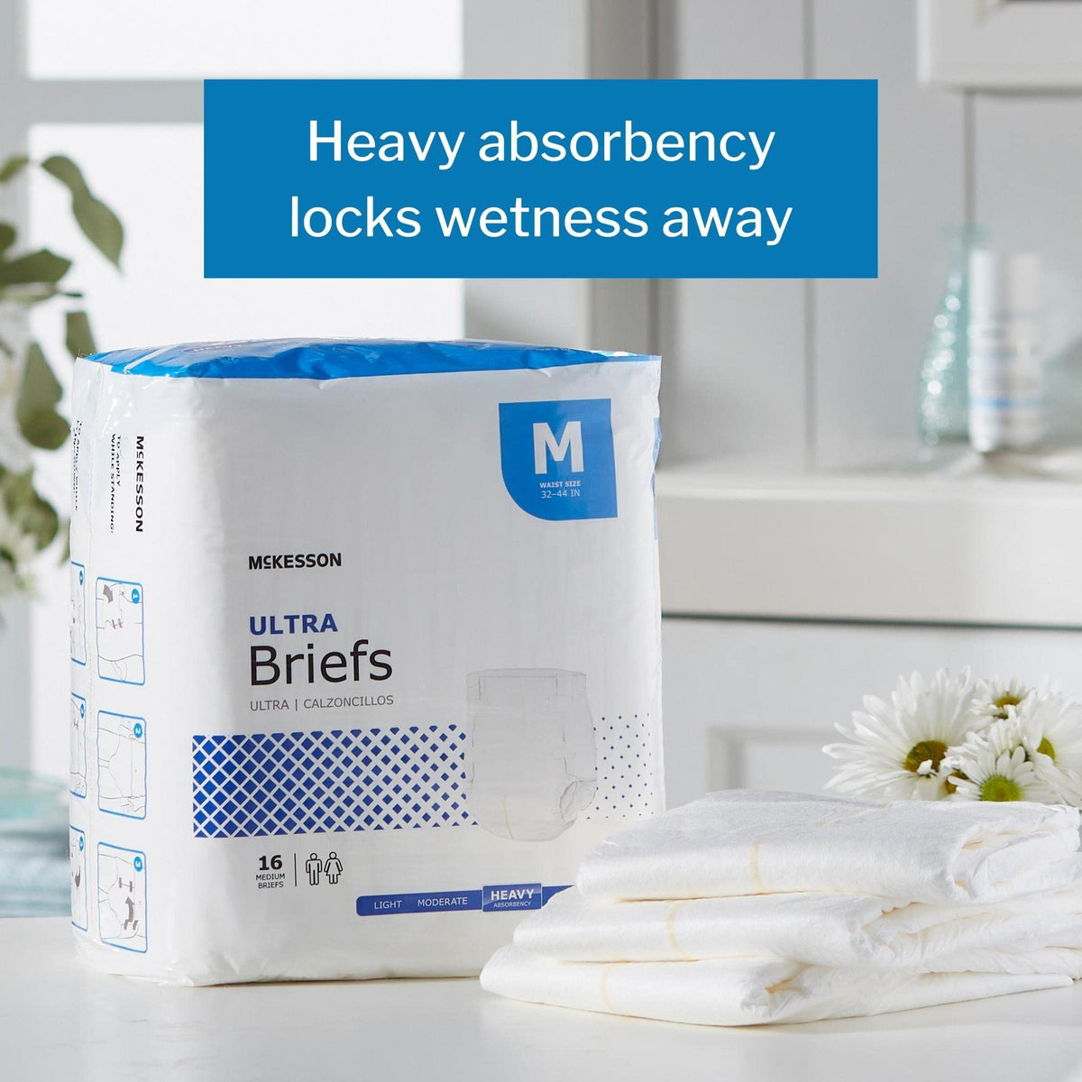 Adult Disposable Ultra Brief Diaper, Medium, Heavy Absorbency, Tab Closure, Case of 96 K4086