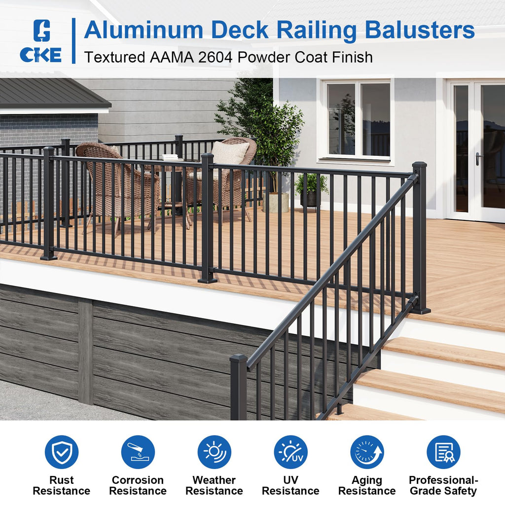 1 Pack 36 in. H x 6 ft. W Aluminum Stair Railing Kit with Post T43863