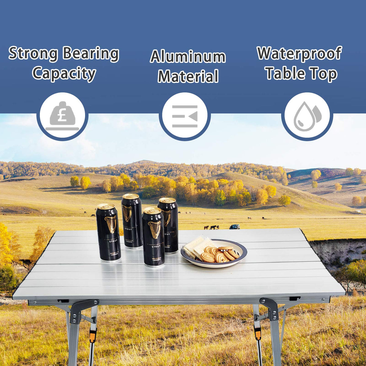 Adjustable Aluminum Camping Table W482858