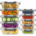 10 Sets 36 oz & 12 oz Glass Food Storage Containers with Lids, Gray Z17138