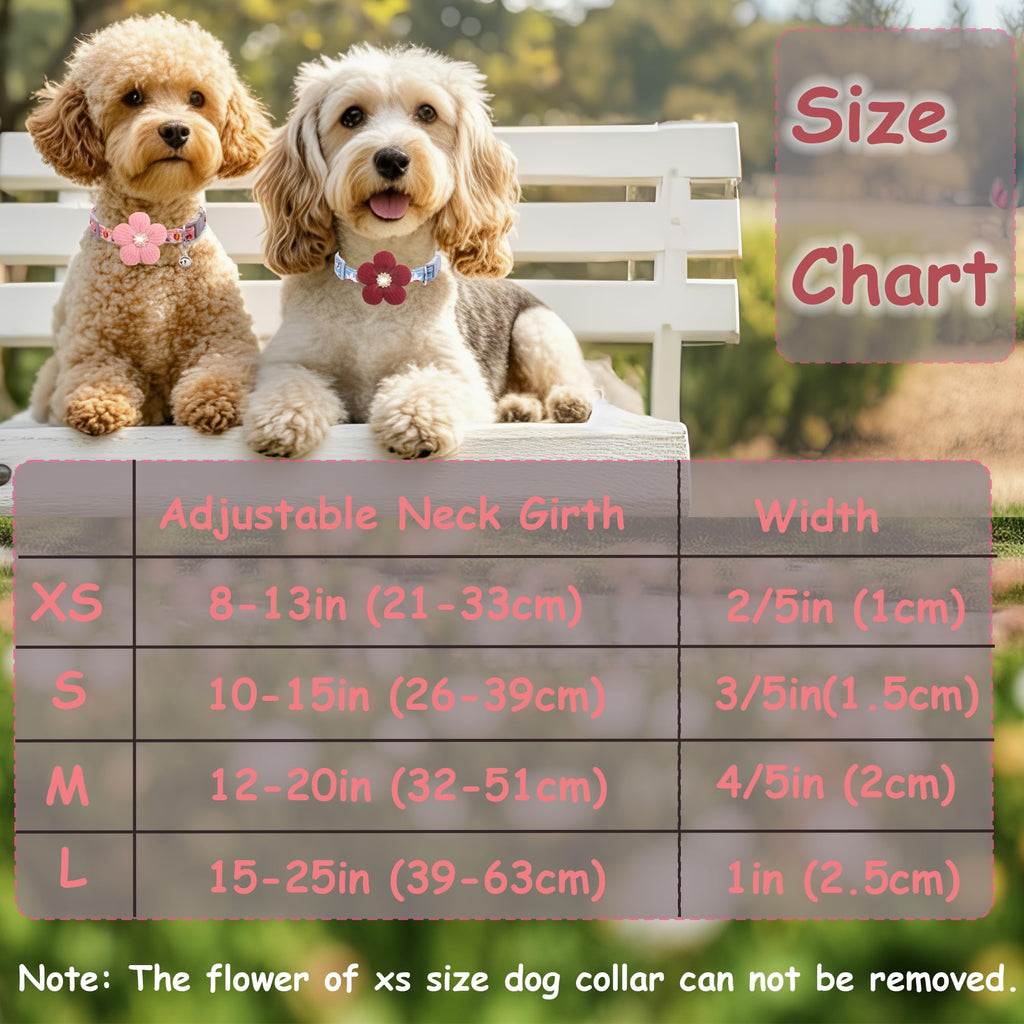 Small Dog Collar with Flower and Bell R145