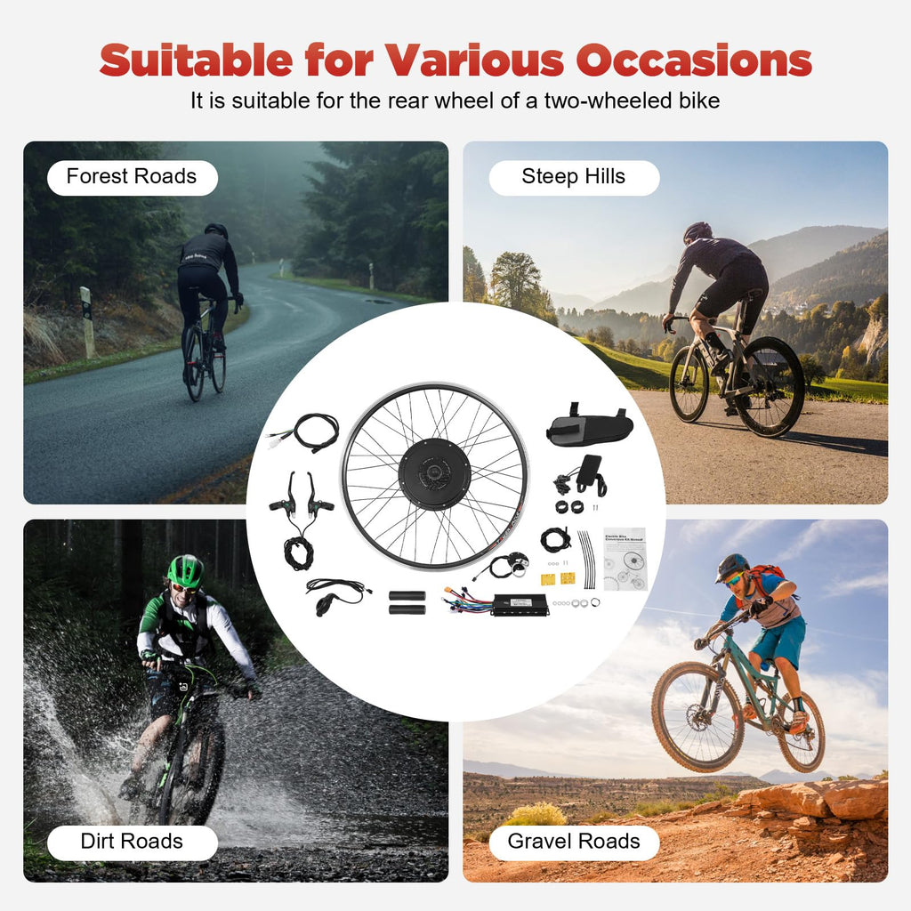 1000W Rear Hub Motor Electric Bike Conversion Kit with LCD Display S5262