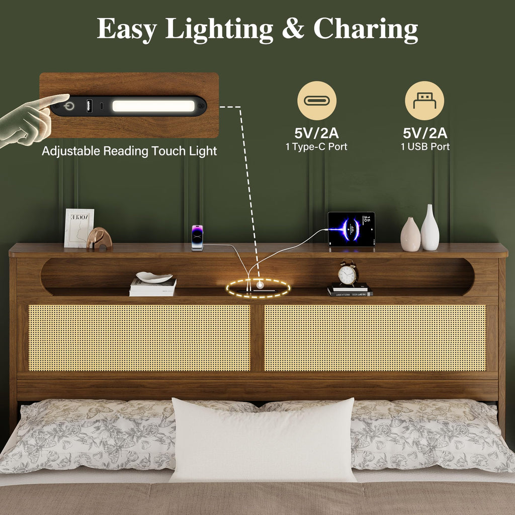 Queen Size Rattan Bed Frame with 2 Storage Drawers V48400