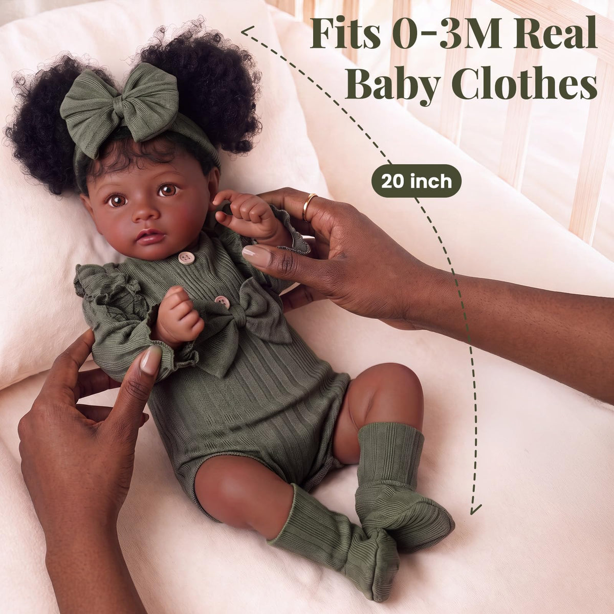 20 Inch Black Lifelike Baby Girl Doll I9881