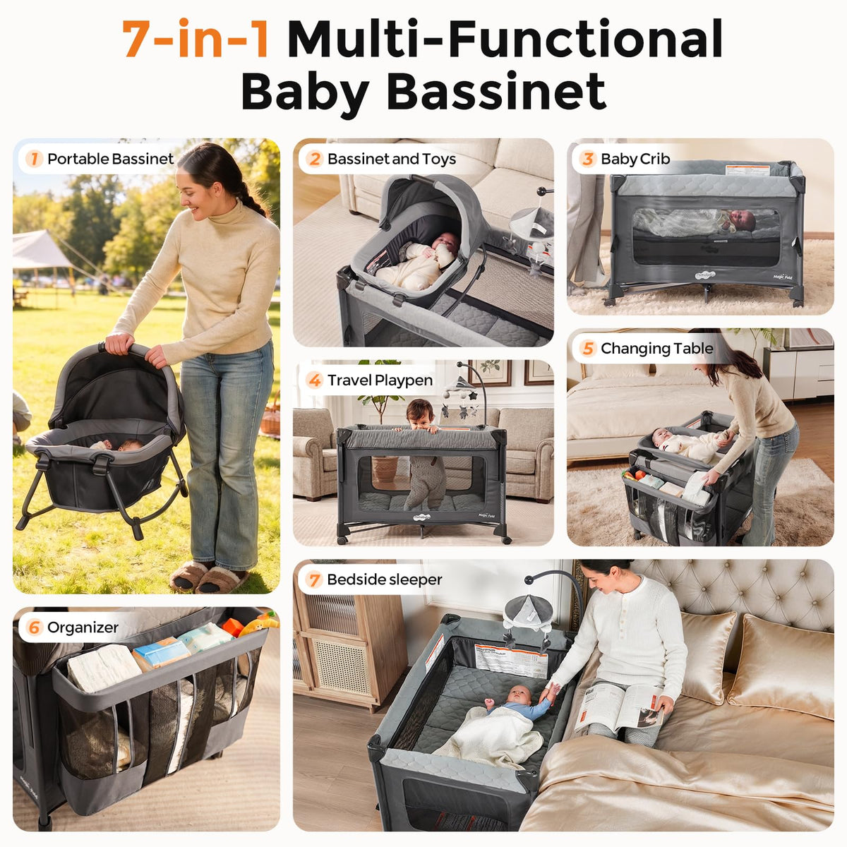 7 in 1 Pack and Play with Bassinet K72796