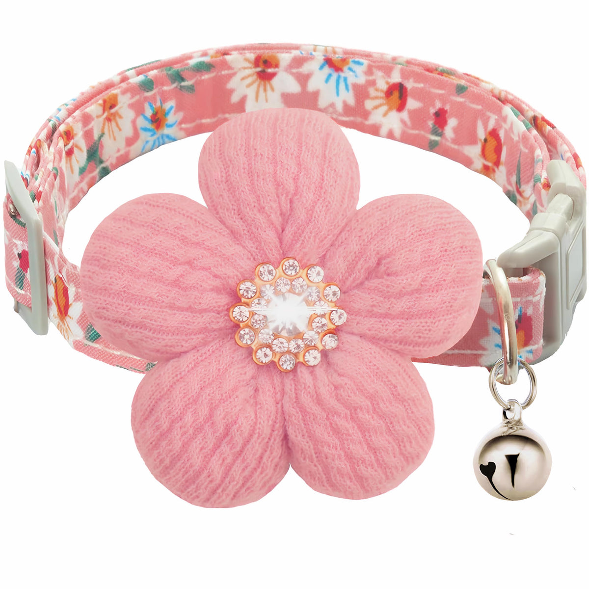 Small Dog Collar with Flower and Bell R145