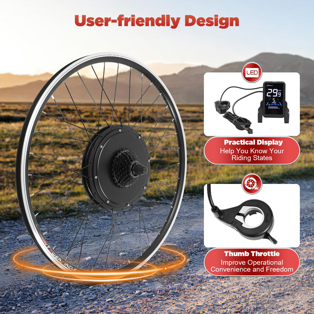 1000W Rear Hub Motor Electric Bike Conversion Kit with LCD Display S5262