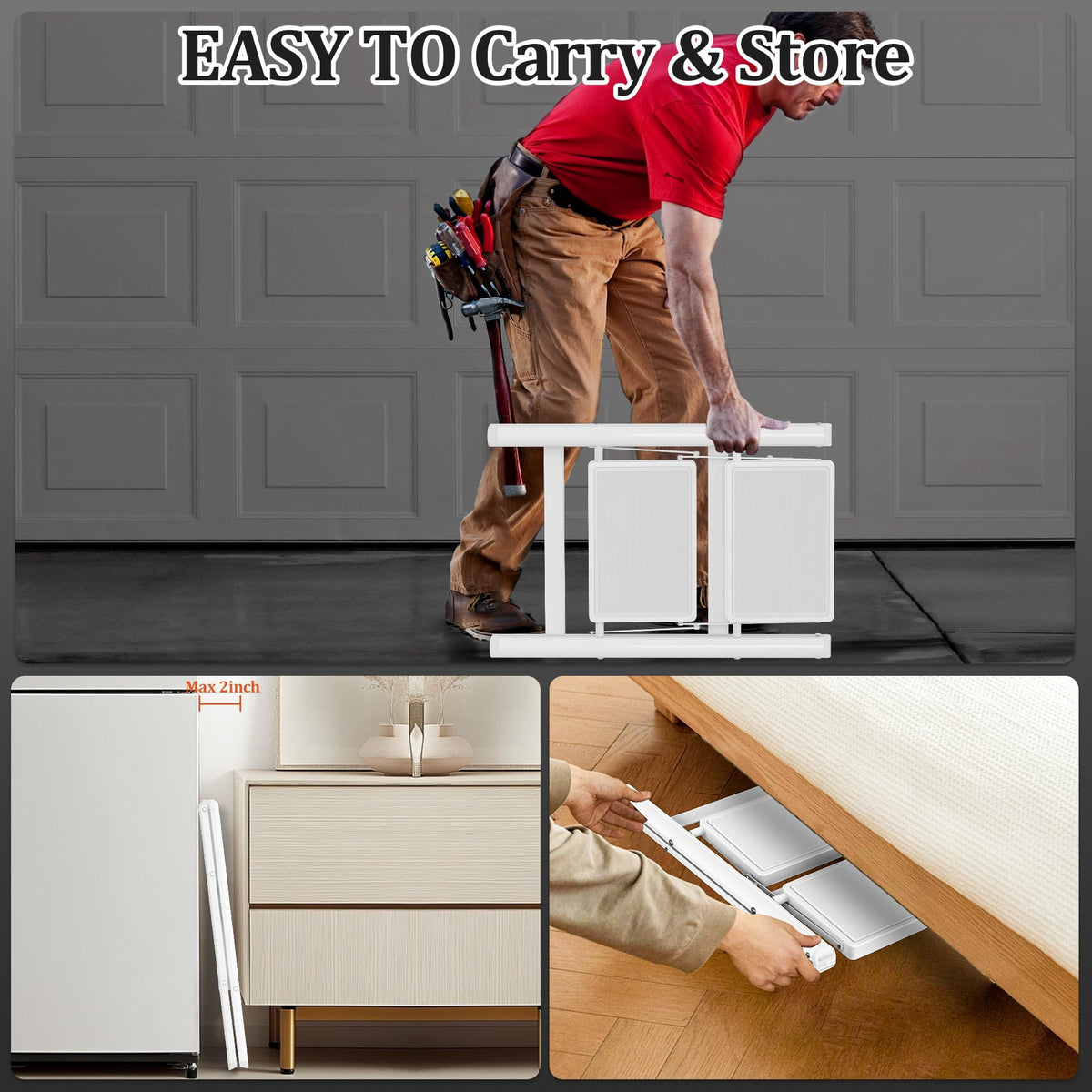 2 Step Folding Steel Ladder 330lbs Capacity White T73631