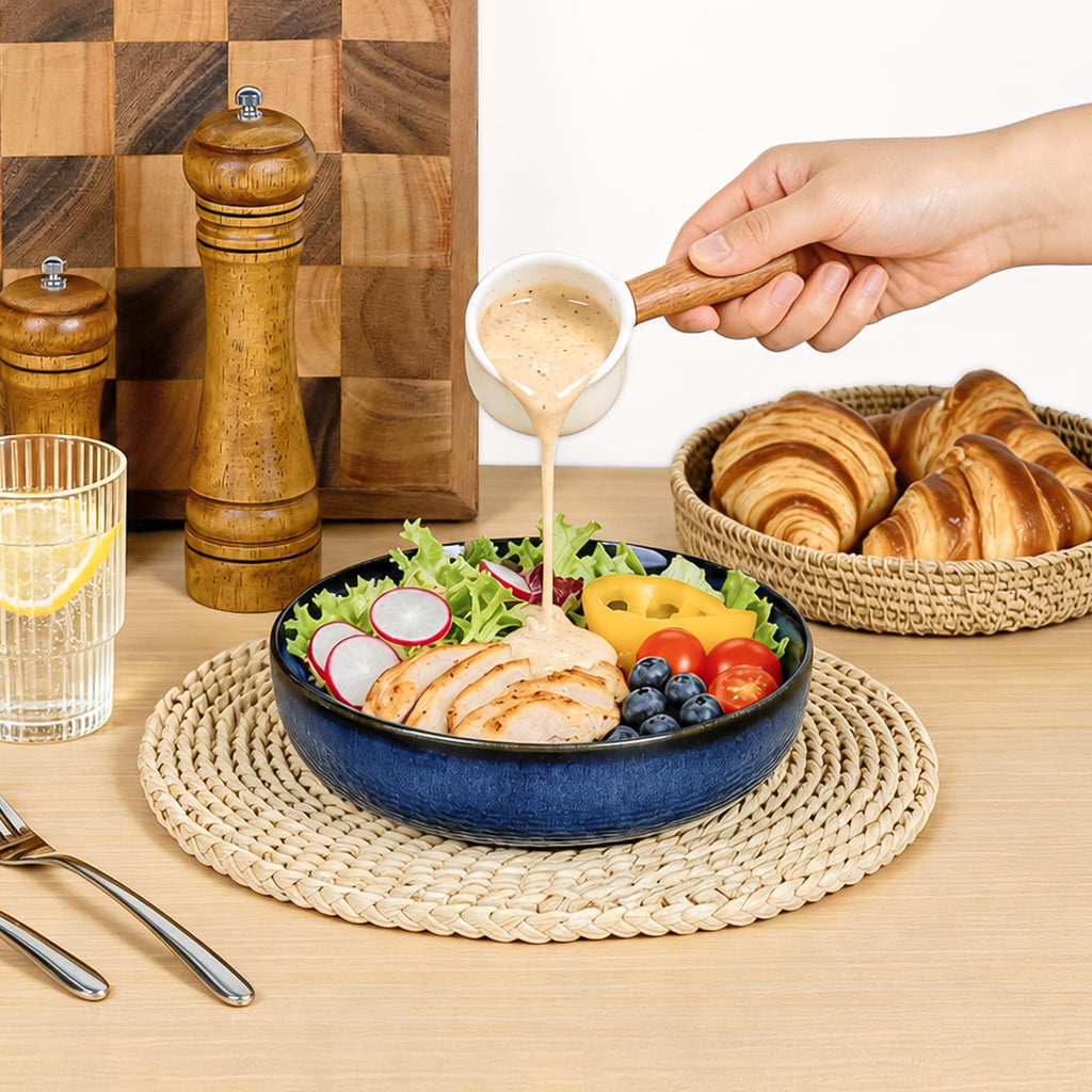 Blue Porcelain Pasta Bowls Set for 4 K3099