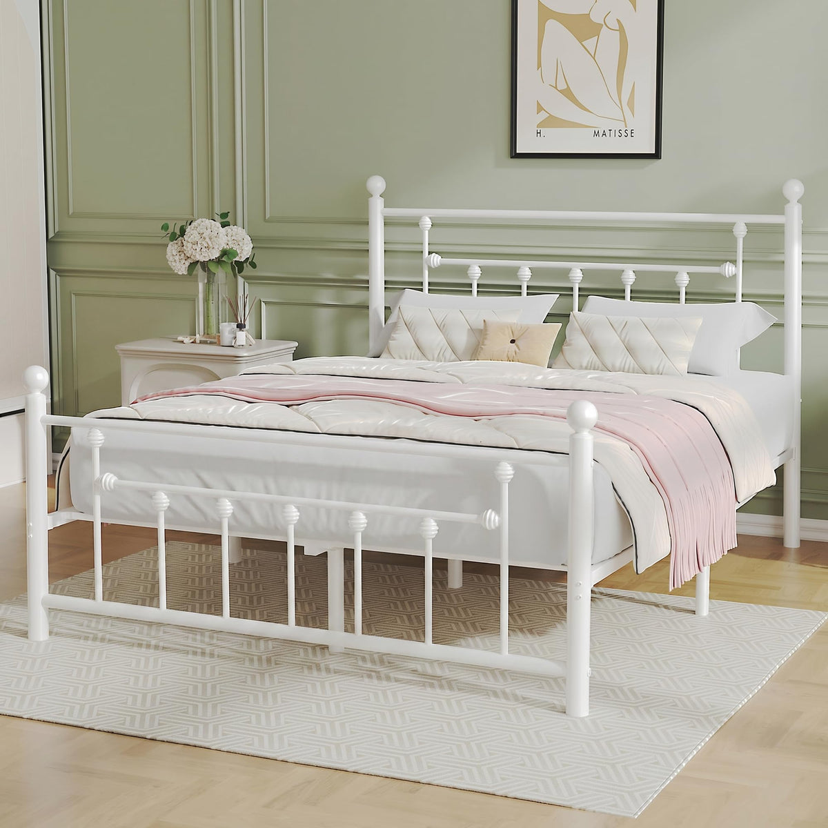 Full Size Metal Platform Bed Frame with Headboard and Footboard C799314