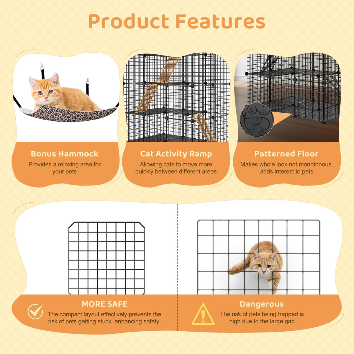 4-Tier Metal Wire Cat Cage with Hammock T9302