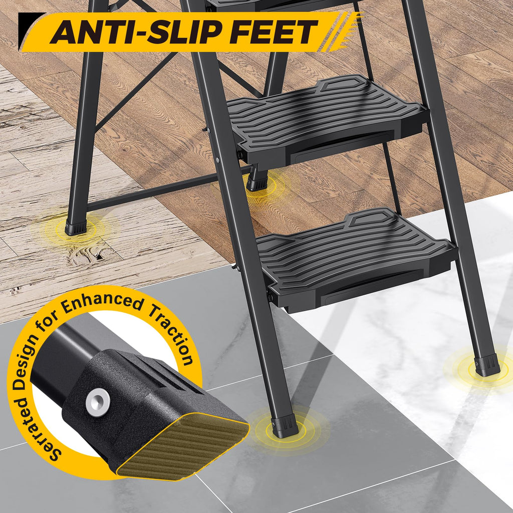 2 Folding Steel Step Ladder with Handrail X985776
