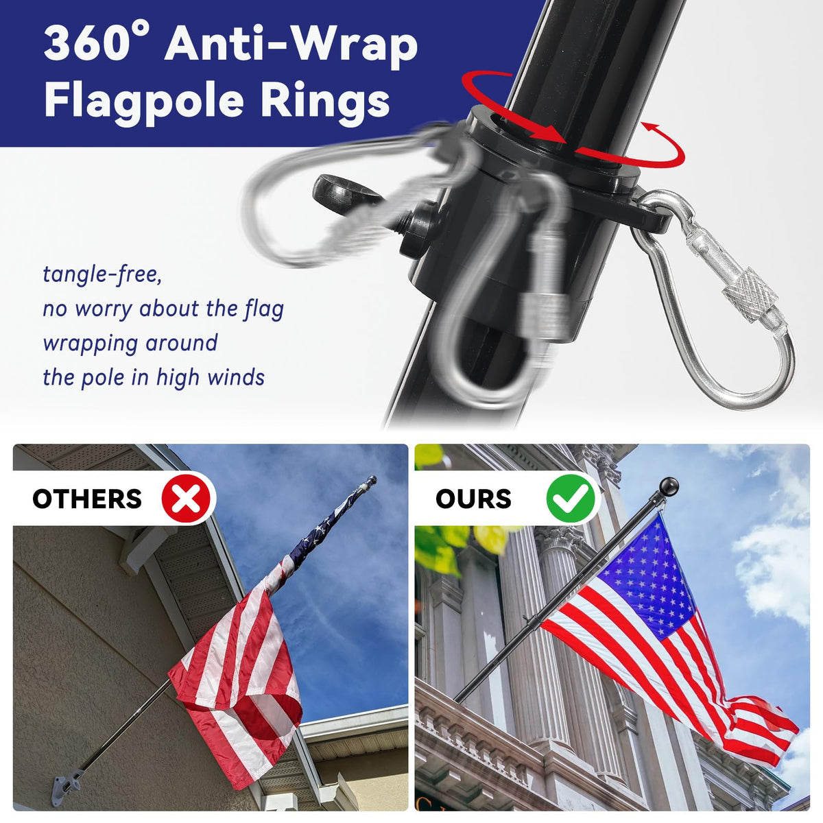 5ft Heavy Duty Black Flag Pole Kit with Holder P14341