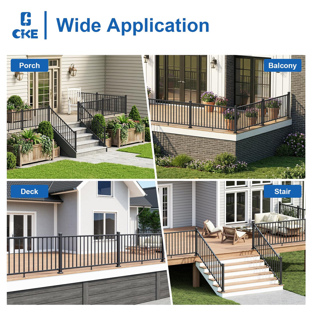1 Pack 36 in. H x 6 ft. W Aluminum Stair Railing Kit with Post T43863