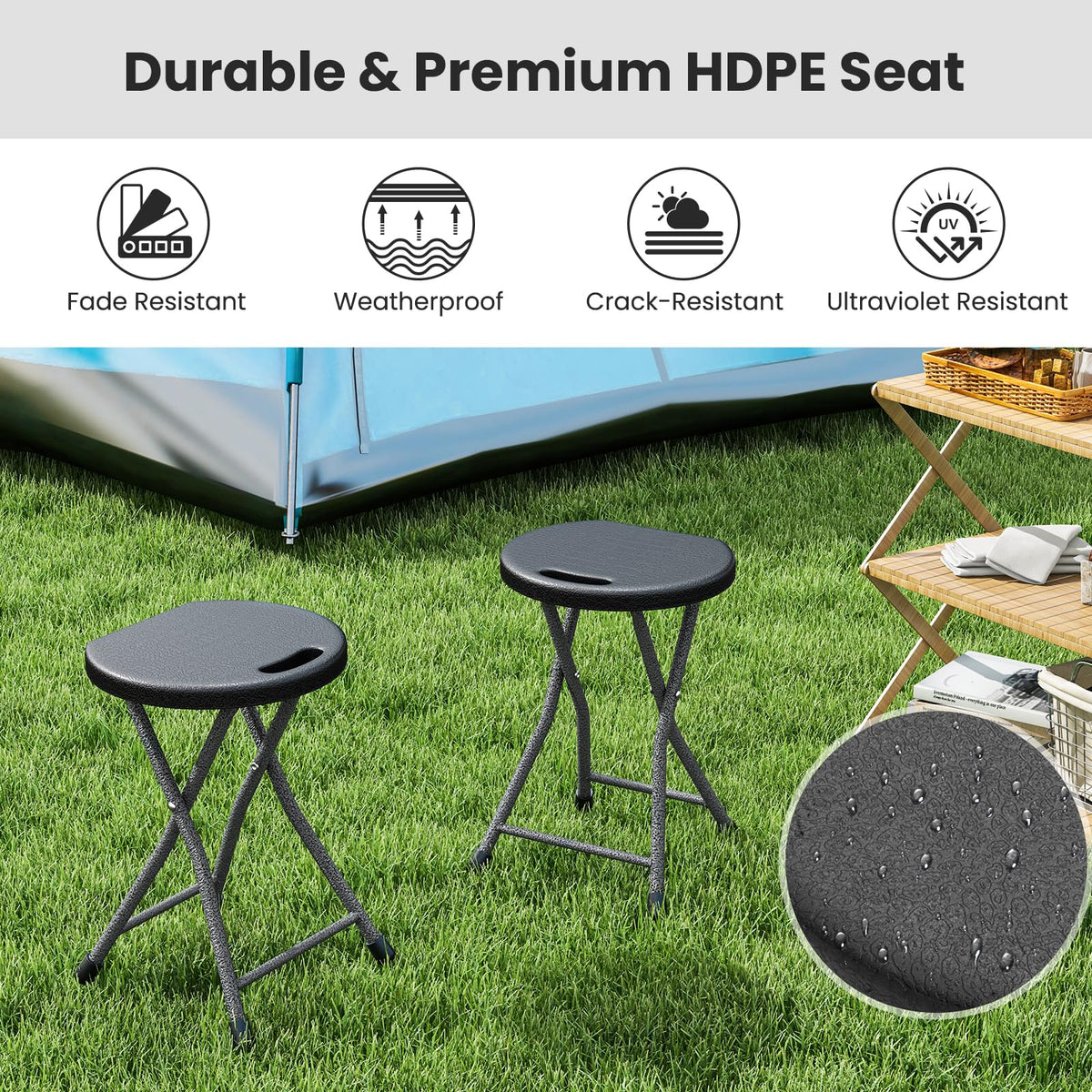 18 inch Folding Plastic Stool with Handle W785474