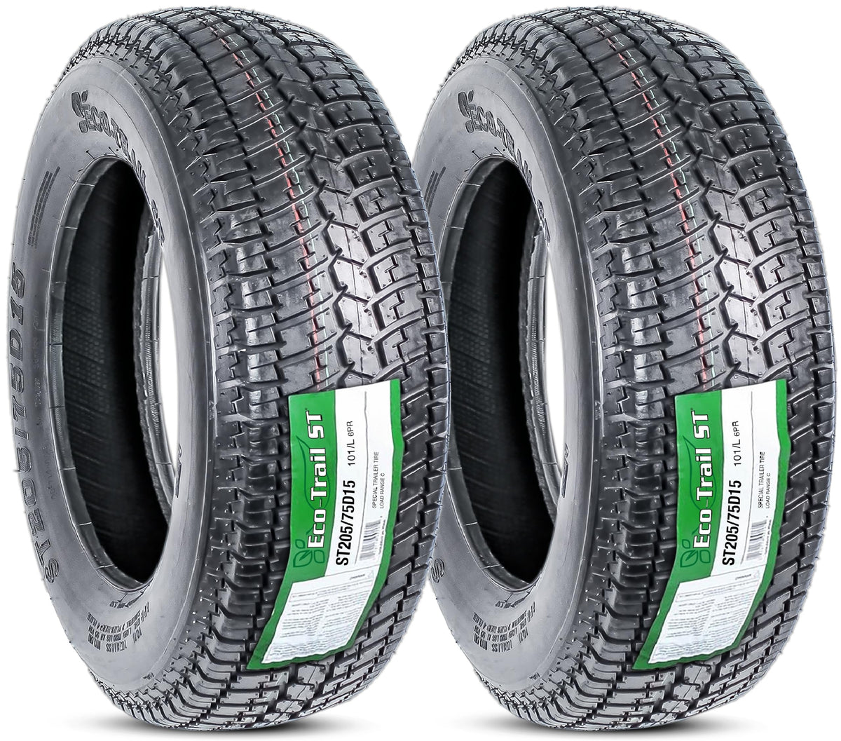 2-Pack ST205/75D15 15 Inch Deep Tread Trailer Tire Load Range C K64517