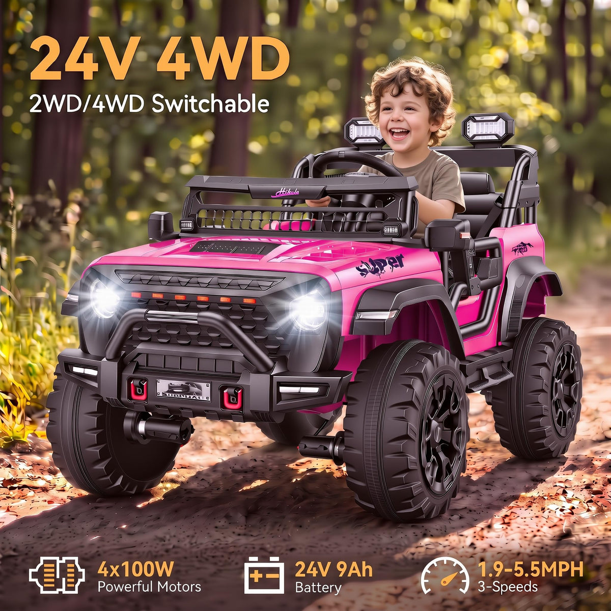 24V 2 Seater Pink Ride on Toy T694