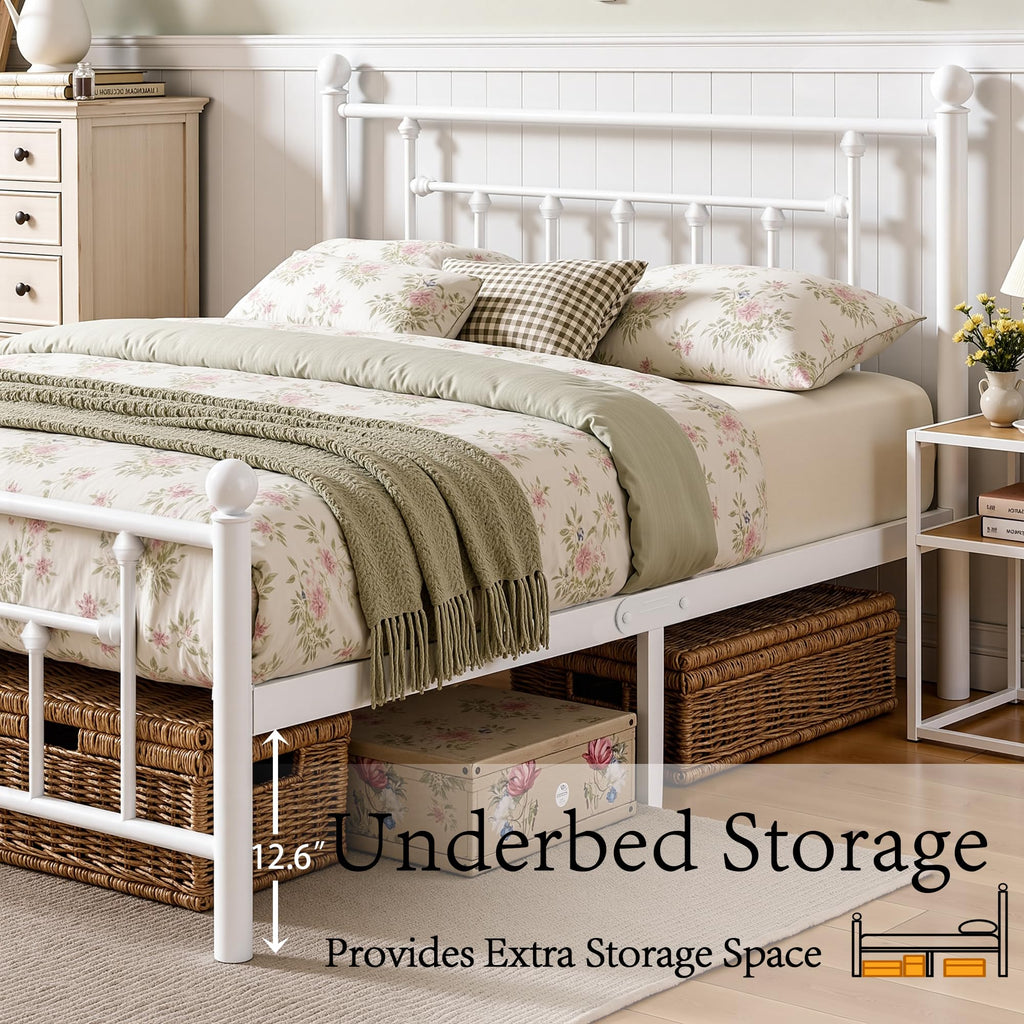 Full Size Metal Platform Bed Frame with Headboard and Footboard C799314